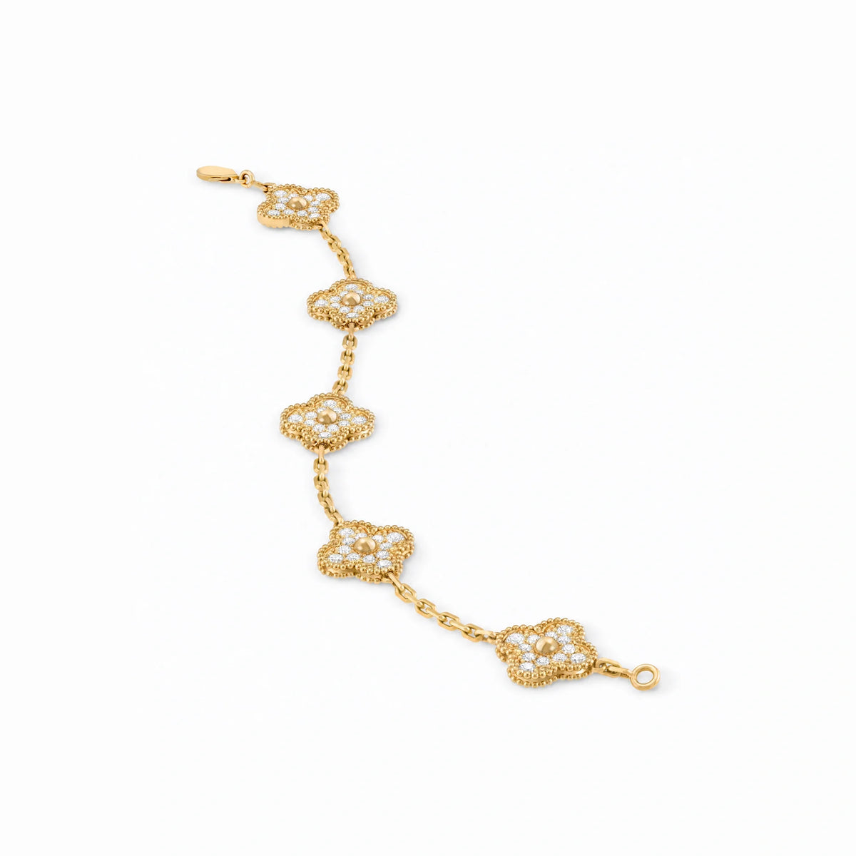 Vintage Alhambra 5 Motif Pave Elegance Bracelet